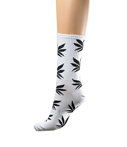 morefaz Socken Ganja Blatt Einmalige Anlage Weed Blatt drucken Unisex Baumwolle hohe Crew Athletische Rasta MFAZ Ltd (Socks White Black) von morefaz