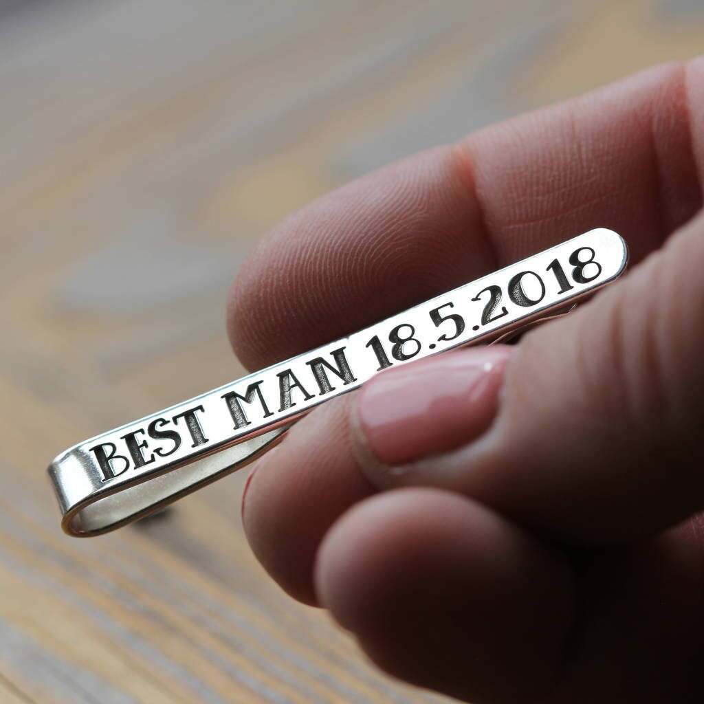 Hochzeit Personalisierte Silber Krawattenklammer Weihnachten Weihnachtsgeschenk von morganandfrench