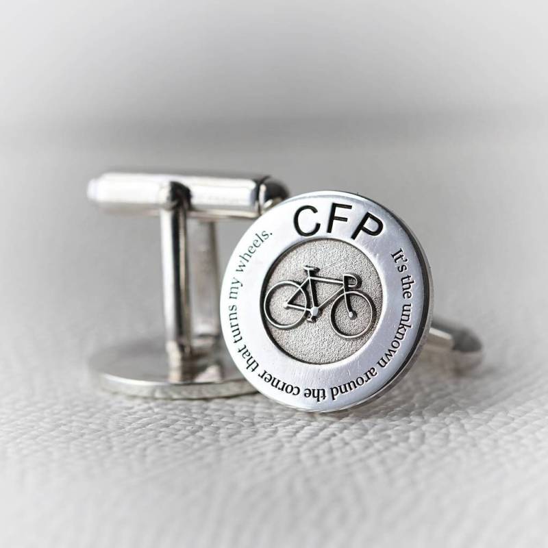 Personalisierte Sterling Silber Fahrrad Manschettenknöpfe - Handgemachtes Geschenk Für Radfahrer Weihnachten Weihnachtsgeschenk von morganandfrench