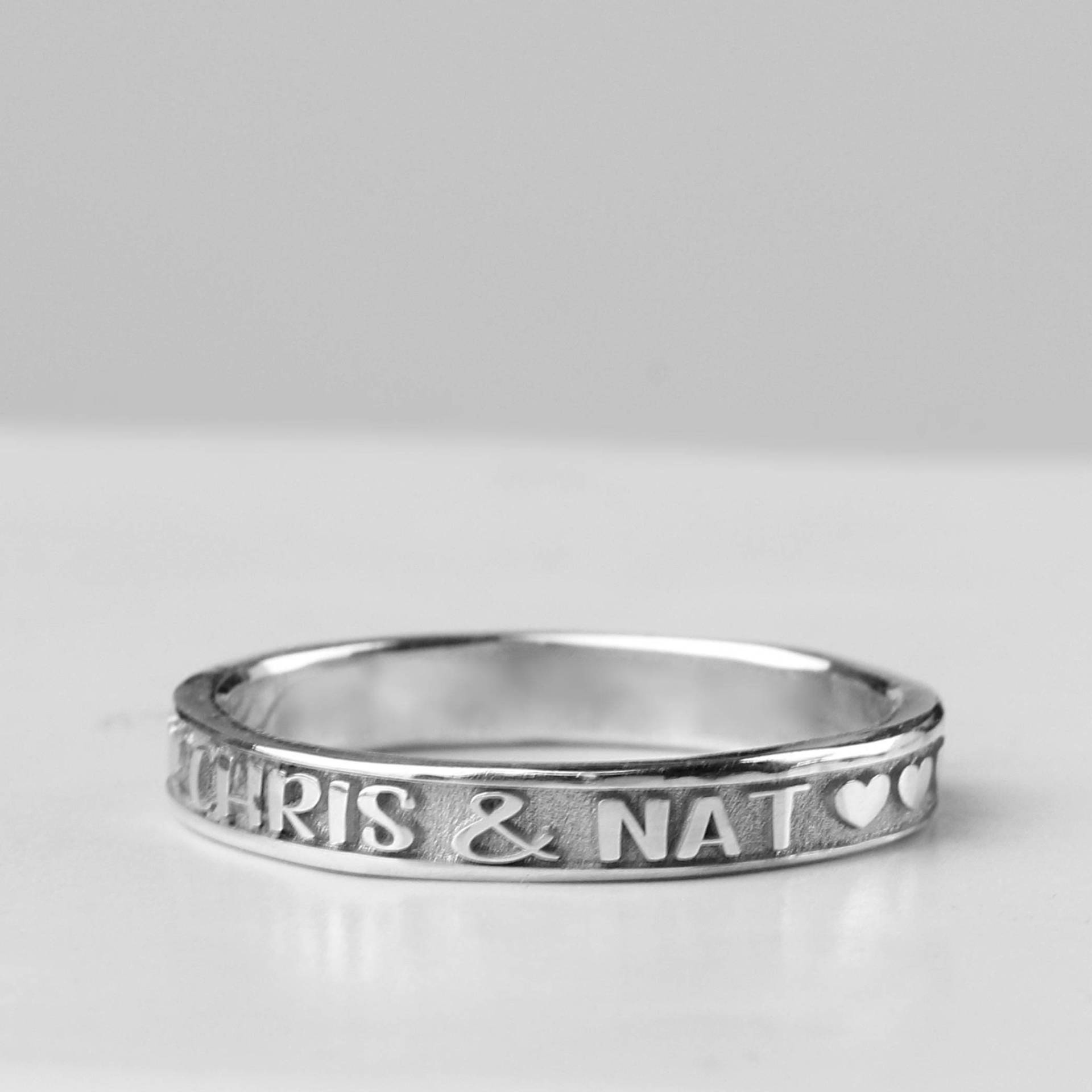 Personalisierter Ring Mit Namen, Silber Für Paare, Benutzerdefinierte Weihnachten Weihnachtsgeschenk von morganandfrench