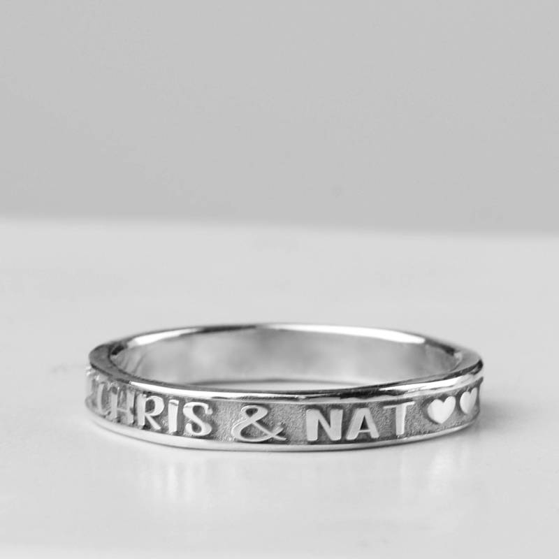 Personalisierter Ring Mit Namen, Silber Für Paare, Benutzerdefinierte Weihnachten Weihnachtsgeschenk von morganandfrench