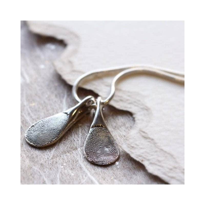 Zwei Paddel An Einer Kette, Original Fingerabdruck Halskette, Doppelter Wishbone Anhänger, Sterling Silber, Weihnachten Geschenk von morganandfrench