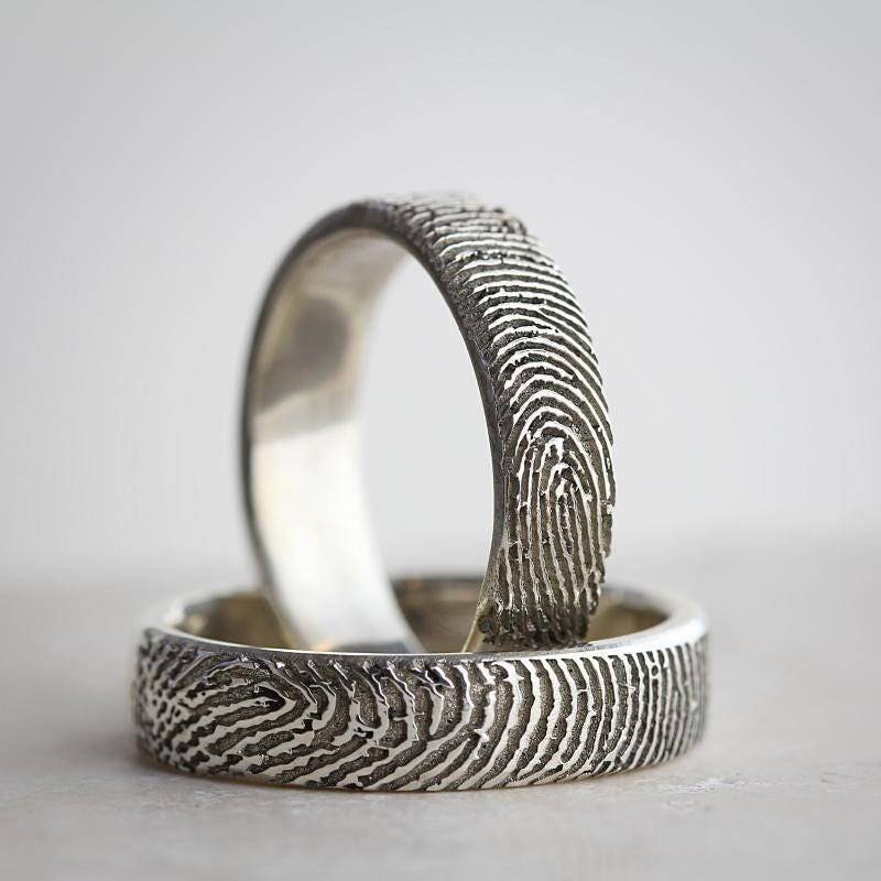 sterling Silber Fingerabdruck Ring, Doppel Ring Für Männer Und Frauen, Paare Mit Benutzerdefinierter Gravur Weihnachten Weihnachtsgeschenk sterling Silber Fingerabdruck Ring, Doppel Ring Für Männer Und Frauen, Paare Mit Benutzerdefinierter Gravur Weihnachten Weihnachtsgeschenk von morganandfrench