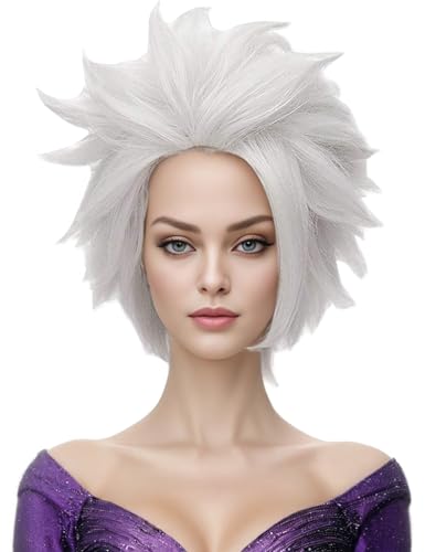Morvally Kurzhaarperücke, silbergrau, Anime, mehrlagig, Cosplay, Kostüm, Halloween, Perücke für Erwachsene, 57,15 cm, WIG von morvally
