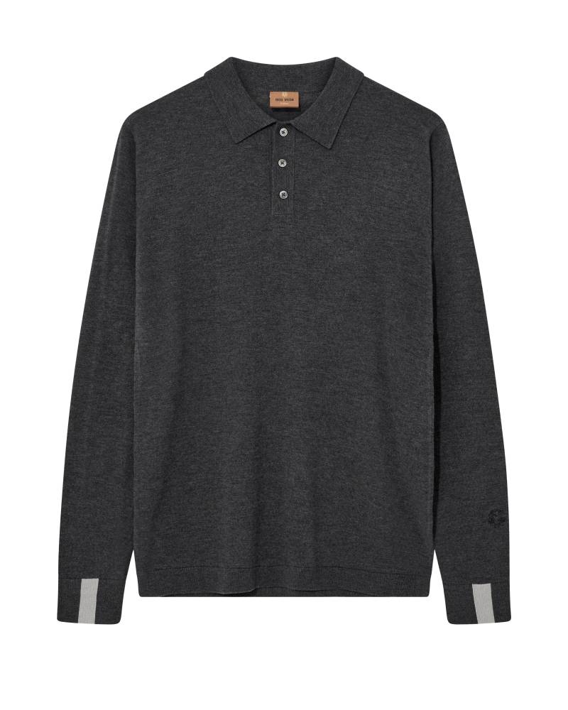 mos mosh gallery - MMGAdam Soft LS Polo Knit aluminum - Gr. - L von mos mosh gallery