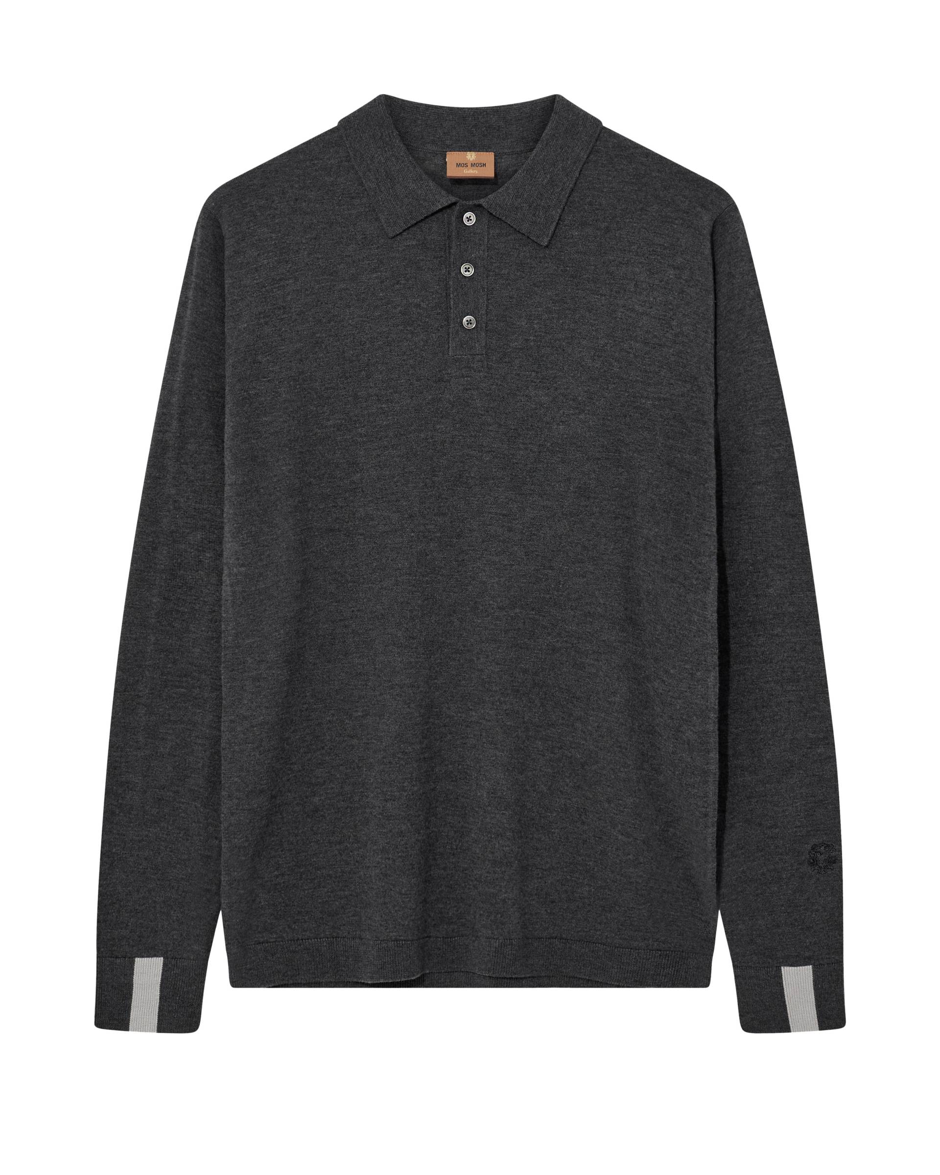 mos mosh gallery - MMGAdam Soft LS Polo Knit aluminum - Gr. - M von mos mosh gallery