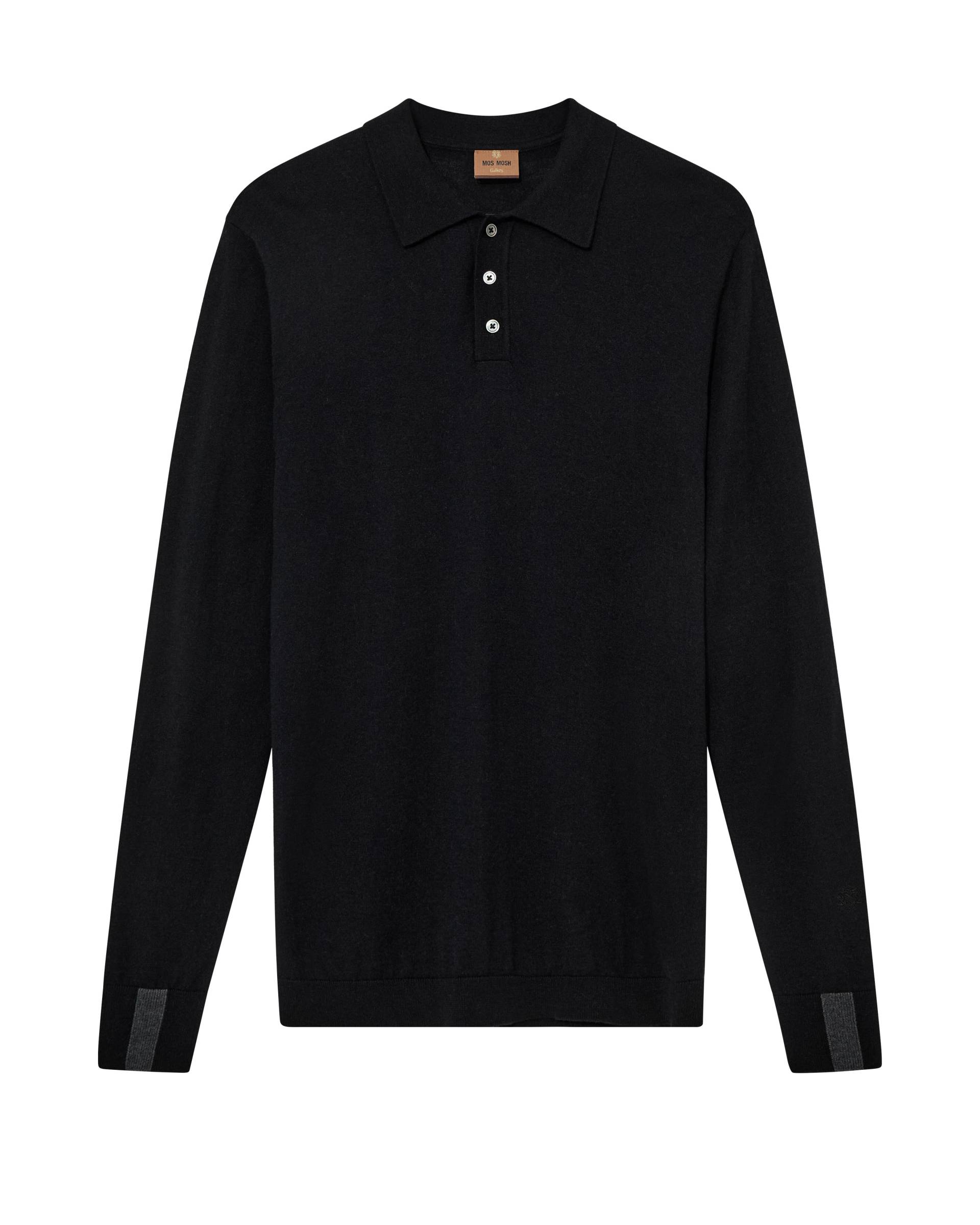 mos mosh gallery - MMGAdam Soft LS Polo Knit black - Gr. - XL von mos mosh gallery