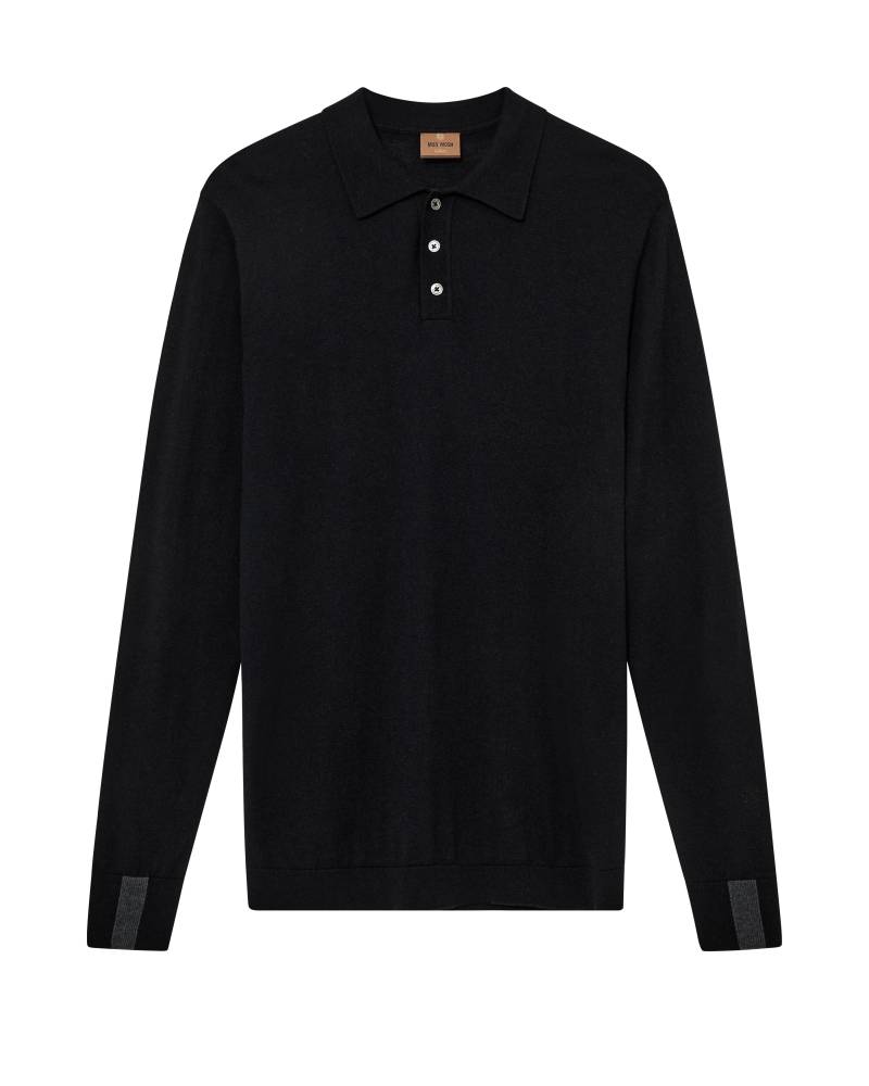 mos mosh gallery - MMGAdam Soft LS Polo Knit black - Gr. - XL von mos mosh gallery