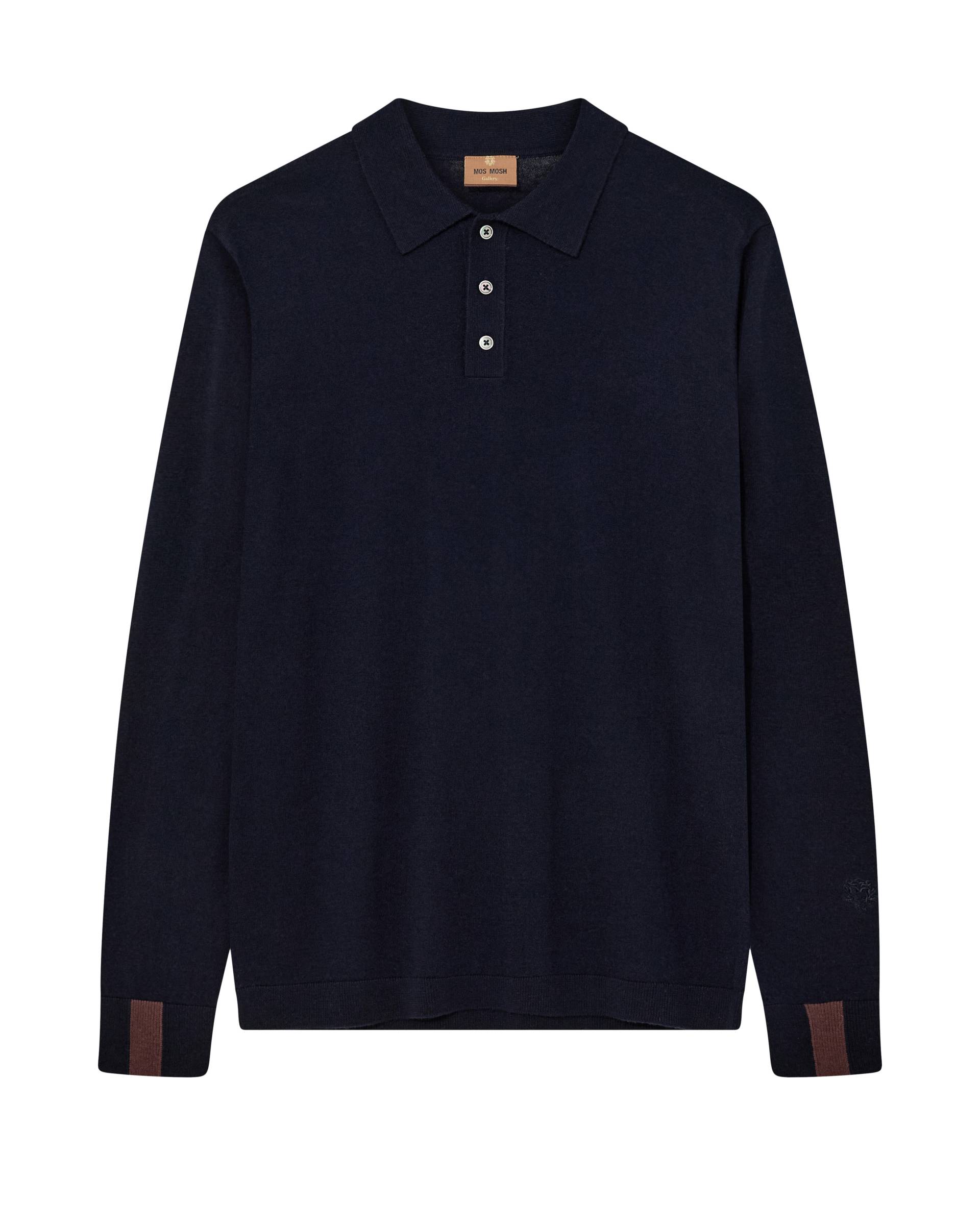 mos mosh gallery - MMGAdam Soft LS Polo Knit navy - Gr. - XL von mos mosh gallery