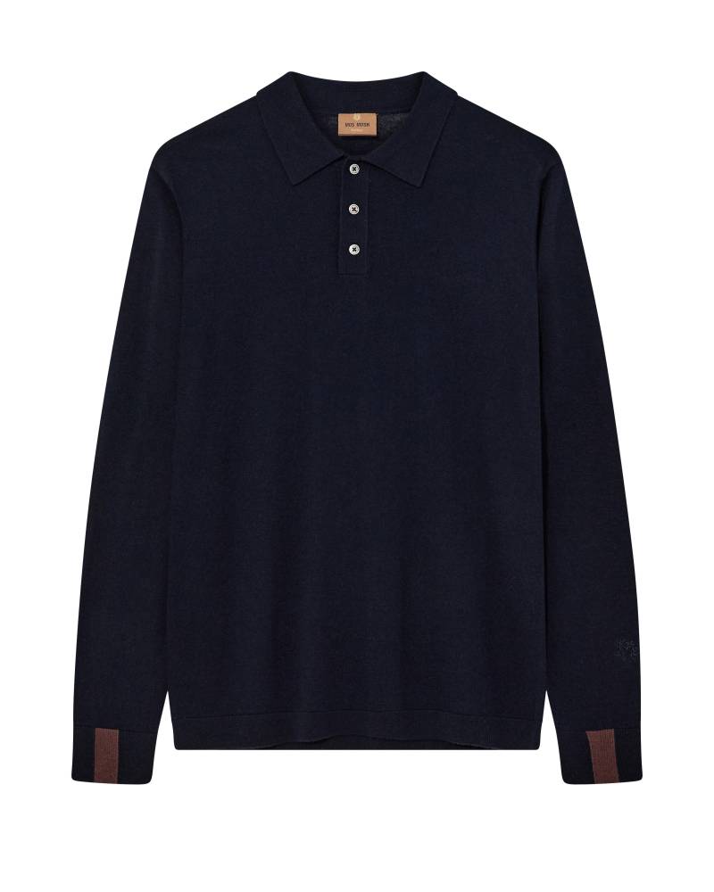 mos mosh gallery - MMGAdam Soft LS Polo Knit navy - Gr. - XXL von mos mosh gallery