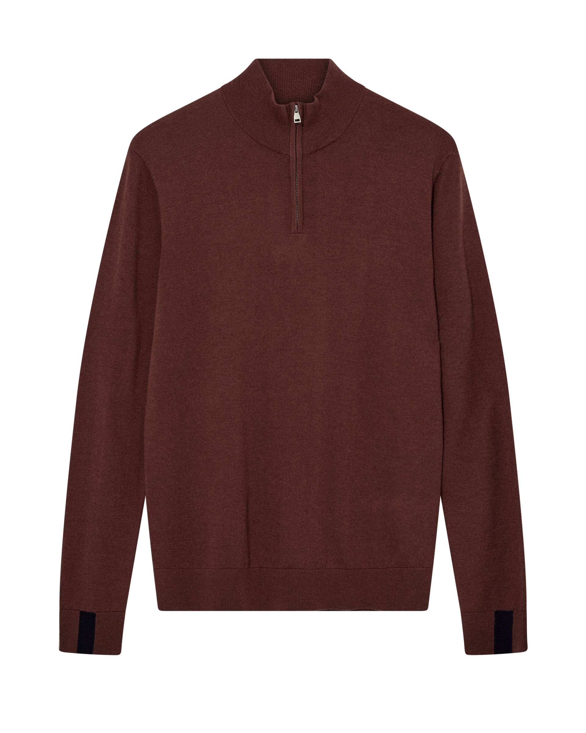 mos mosh gallery - MMGAdam Soft Zip Turtle Neck Knit bitter chocolate - Gr. - L von mos mosh gallery