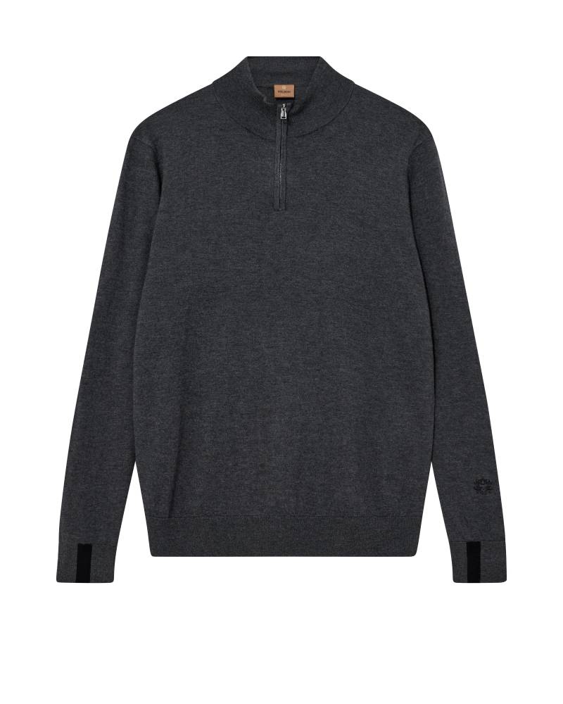 mos mosh gallery - MMGAdam Soft Zip Turtle Neck Knit charcoal melange - Gr. - XL von mos mosh gallery