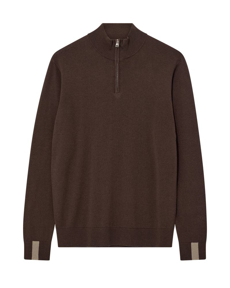 mos mosh gallery - MMGAdam Soft Zip Turtle Neck Knit chocolate brown - Gr. - L von mos mosh gallery