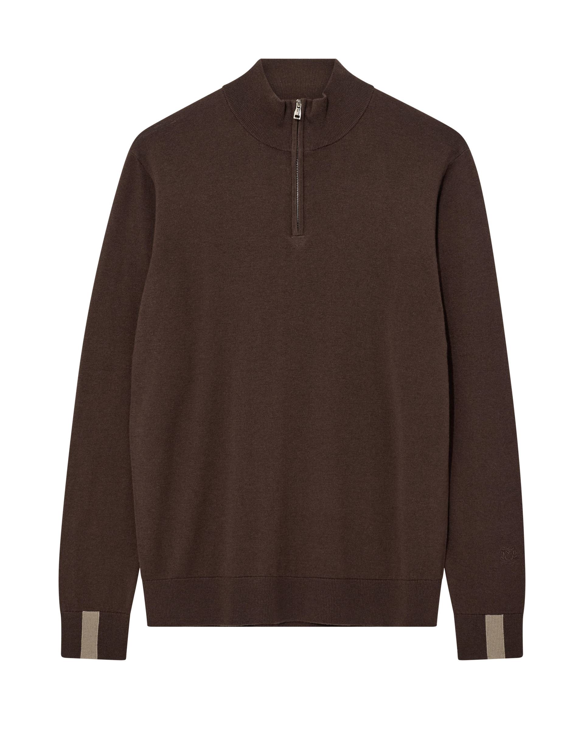 mos mosh gallery - MMGAdam Soft Zip Turtle Neck Knit chocolate brown - Gr. - XL von mos mosh gallery
