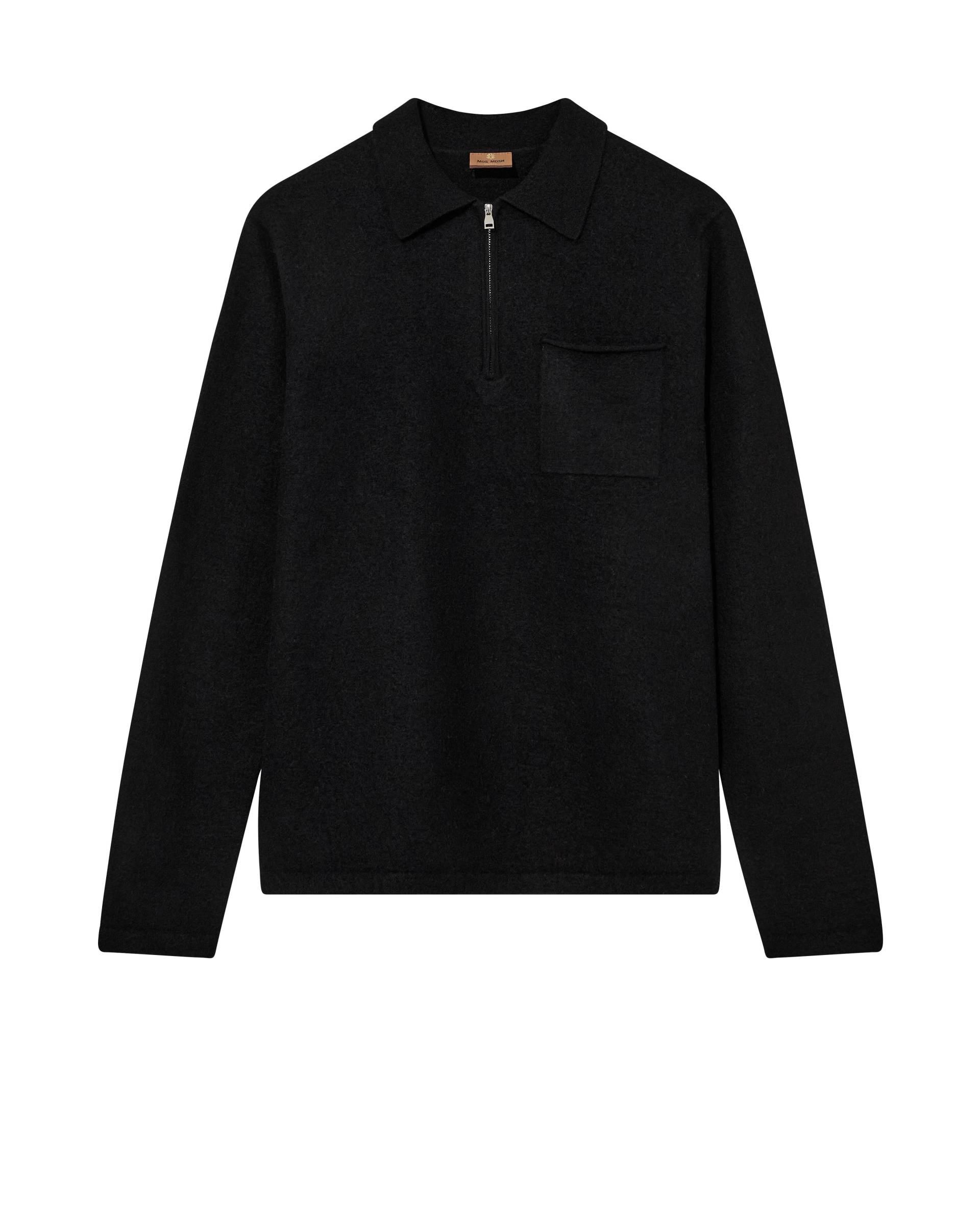 mos mosh gallery - MMGRyan Boil Zip Polo Pullover black - Gr. - XXL von mos mosh gallery
