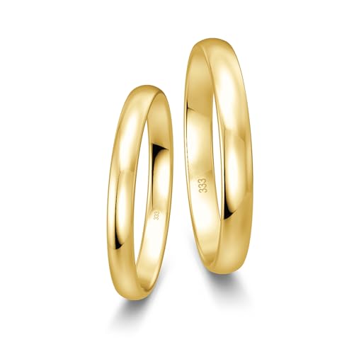 mosa & co. – Eheringe Gold 333 Paarpreis | Trauringe Gelbgold Classic poliert, massiv, 2,5 mm + 3 mm | inkl. Gravur, Schmuckbox & Echtheitszertifikat von mosa & co.