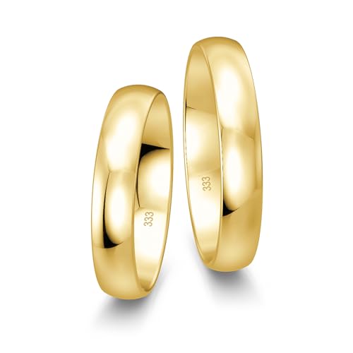 mosa & co. – Eheringe Gold 333 Paarpreis | Trauringe Gelbgold Classic poliert, massiv, 4 mm | inkl. Gravur, Schmuckbox & Echtheitszertifikat von mosa & co.