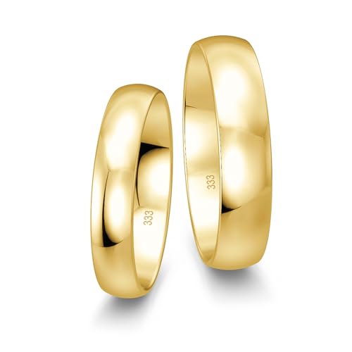 mosa & co. – Eheringe Gold 333 Paarpreis | Trauringe Gelbgold Classic poliert, massiv, 4 mm + 5 mm | inkl. Gravur, Schmuckbox & Echtheitszertifikat von mosa & co.