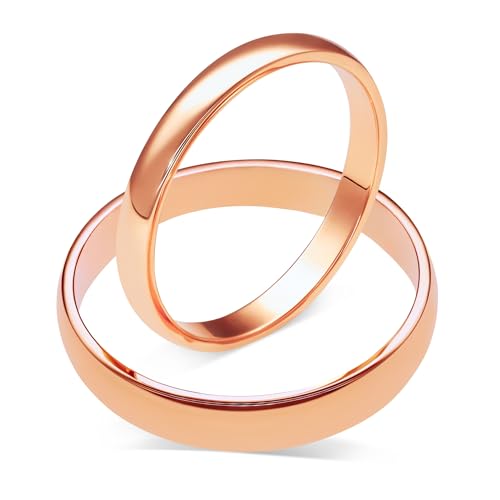 mosa & co. - Trauringe Gold 585 Roségold mit 3 mm + 4 mm Breite im Paarpreis für Sie und Ihn inkl. Gravur - Modell Classic - Vollmassive Echtgold 14k Eheringe Hochzeitsringe Verlobungsringe von mosa & co.
