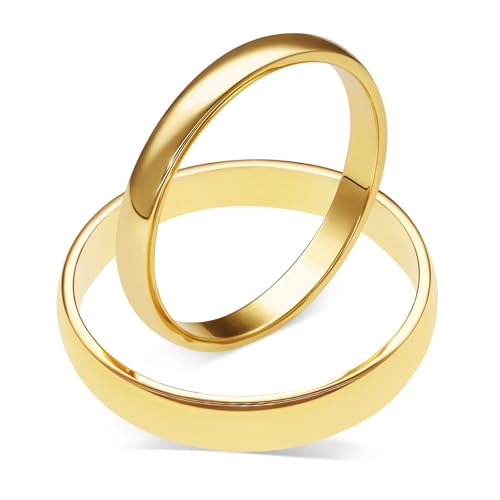 mosa & co. - Trauringe Gold 585 mit 3 mm + 4 mm Breite im Paarpreis für Sie und Ihn inkl. Gravur - Modell Classic - Vollmassive Echtgold 14k Eheringe Hochzeitsringe Verlobungsringe Partnerringe von mosa & co.