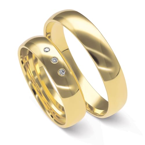 mosa & co. - Trauringe Gold 585 mit 4,5 mm Breite mit echten Diamanten im Paarpreis für Sie und Ihn inkl. Gravur - Modell Classic Diamond - Echtgold 14k Eheringe Hochzeitsringe Verlobungsringe von mosa & co.