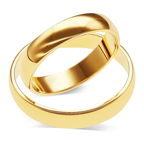 mosa & co. - Trauringe Gold 585 mit 4 mm Breite im Paarpreis für Sie und Ihn inkl. Gravur - Modell Classic - Vollmassive Echtgold 14k Eheringe Hochzeitsringe Verlobungsringe Partnerringe von mosa & co.