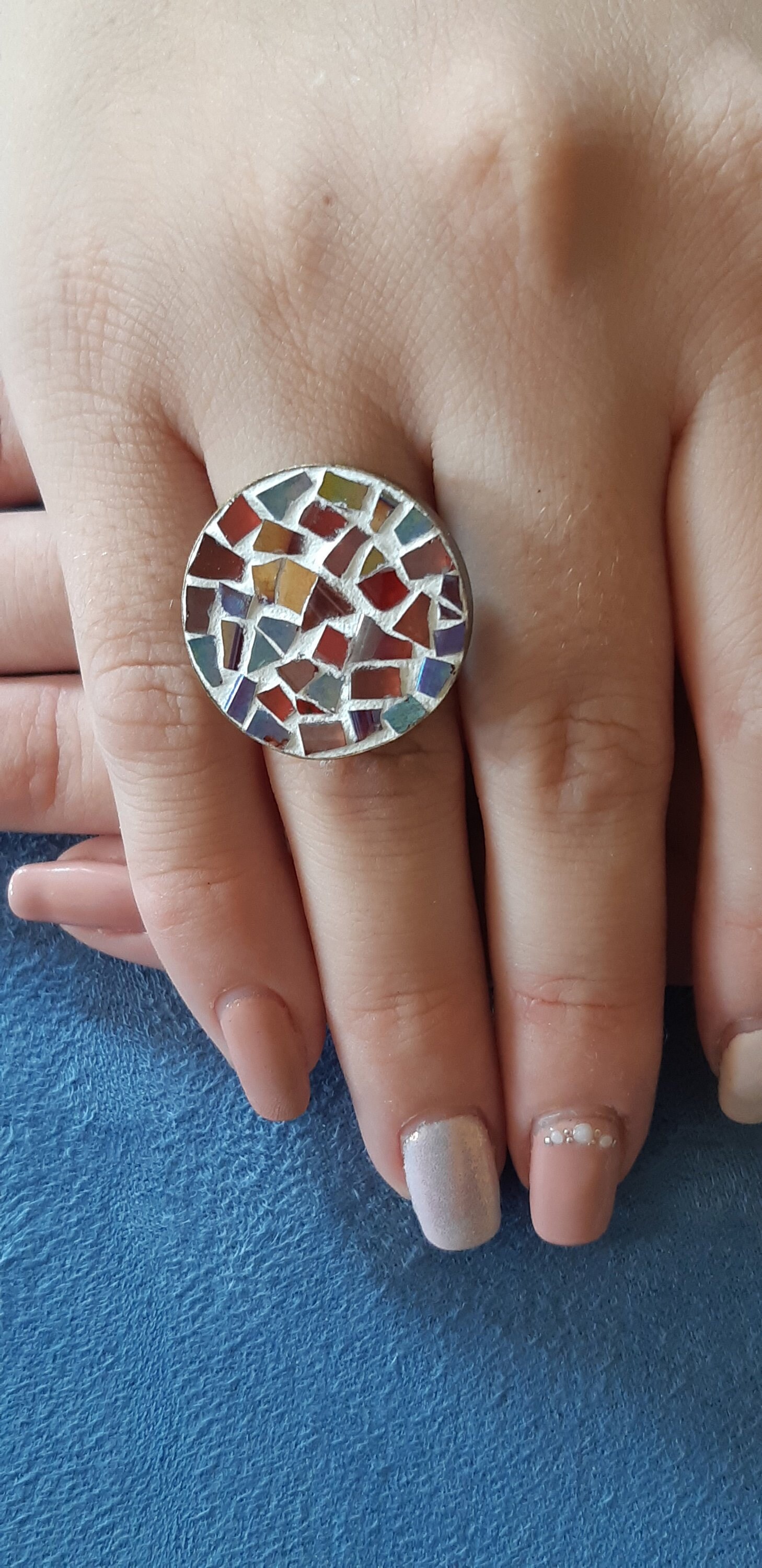 Handgefertigter Runder Mosaik-Glasring - Verstellbarer Schmuck Handgefertigter Runder Mosaik-Glasring - Verstellbarer Schmuck von mosaicbyNatalija