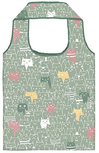 Moses Shopper ECO faltbar Katze 40 x 66 cm Polyester grün von moses