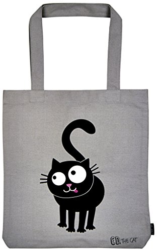 moses Ed, the Cat Shopper Like mich, graue Stofftasche aus 100% Baumwolle, mit Katzenmotiv, Shopper mit Standboden für Einkäufe, Büro oder Uni, 39 x 42 cm von moses
