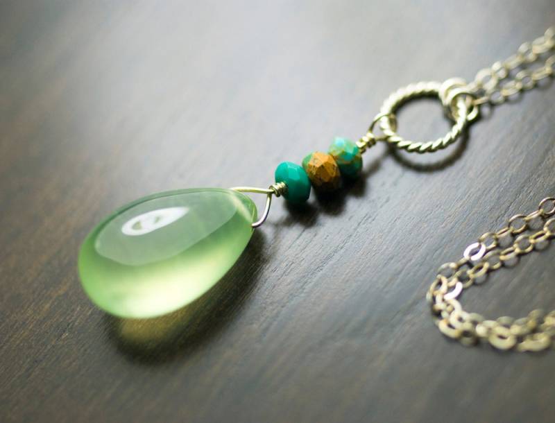 Melone Grüne Prehnit Blau-Grün Türkis Sterling Silber Halskette Von Mossandmist - "Honigtau" von mossandmist