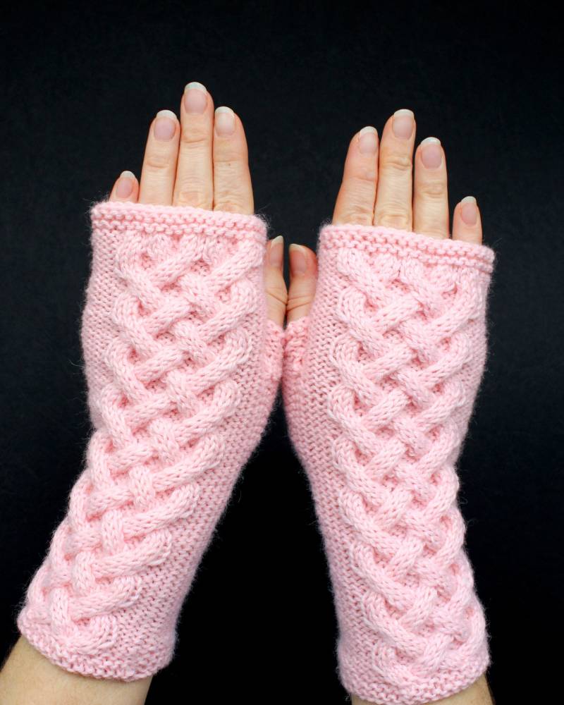 Handgestrickte Fingerlose Handschuhe Hellrosa Pastellhandschuhe Handgestrickte Fingerlose Handschuhe Hellrosa Pastellhandschuhe von mothembroideryshop