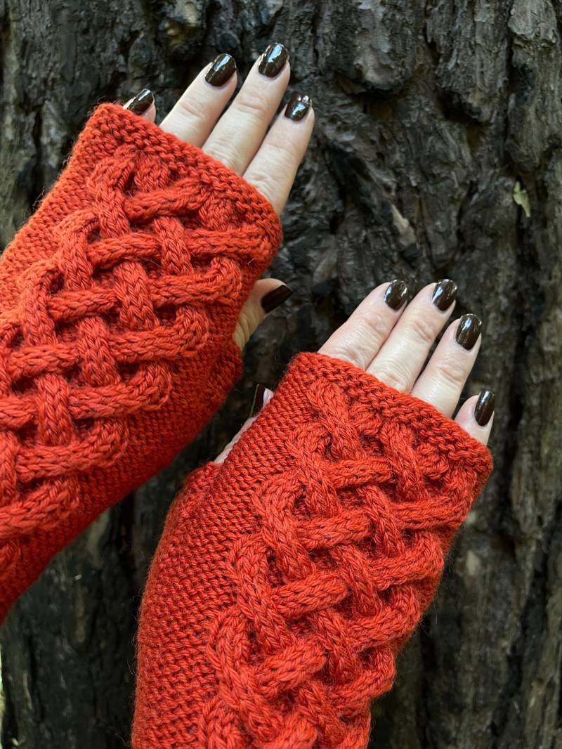 Handgestrickte Orange Fingerlose Handschuhe Wollmischung Handschuhe von mothembroideryshop