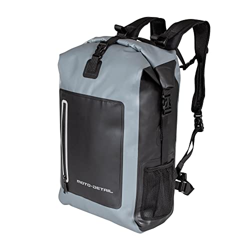 moto-detail Motorrad Rucksack Wasserdicht 26L, Tragegriff am Wanderrucksack, Abnehmbarer Hüftgurt, Verstellbarer Brustgurt, Reiserucksack mit Reflektierenden Details von moto-detail