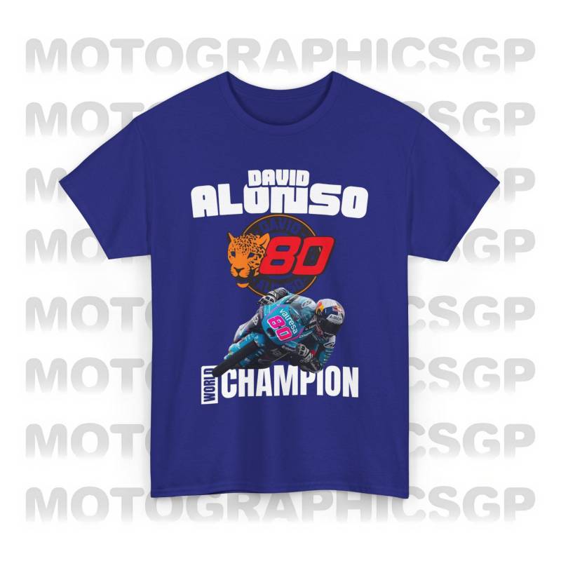 Motogp David Alonso 80 Champion 2024 Moto3 Racing T-Shirt, Unisex-T-Shirt Für Schwere Baumwolle, Motorradbekleidung, Motogp-Shirt, Moto3-Champion von motographicsgp