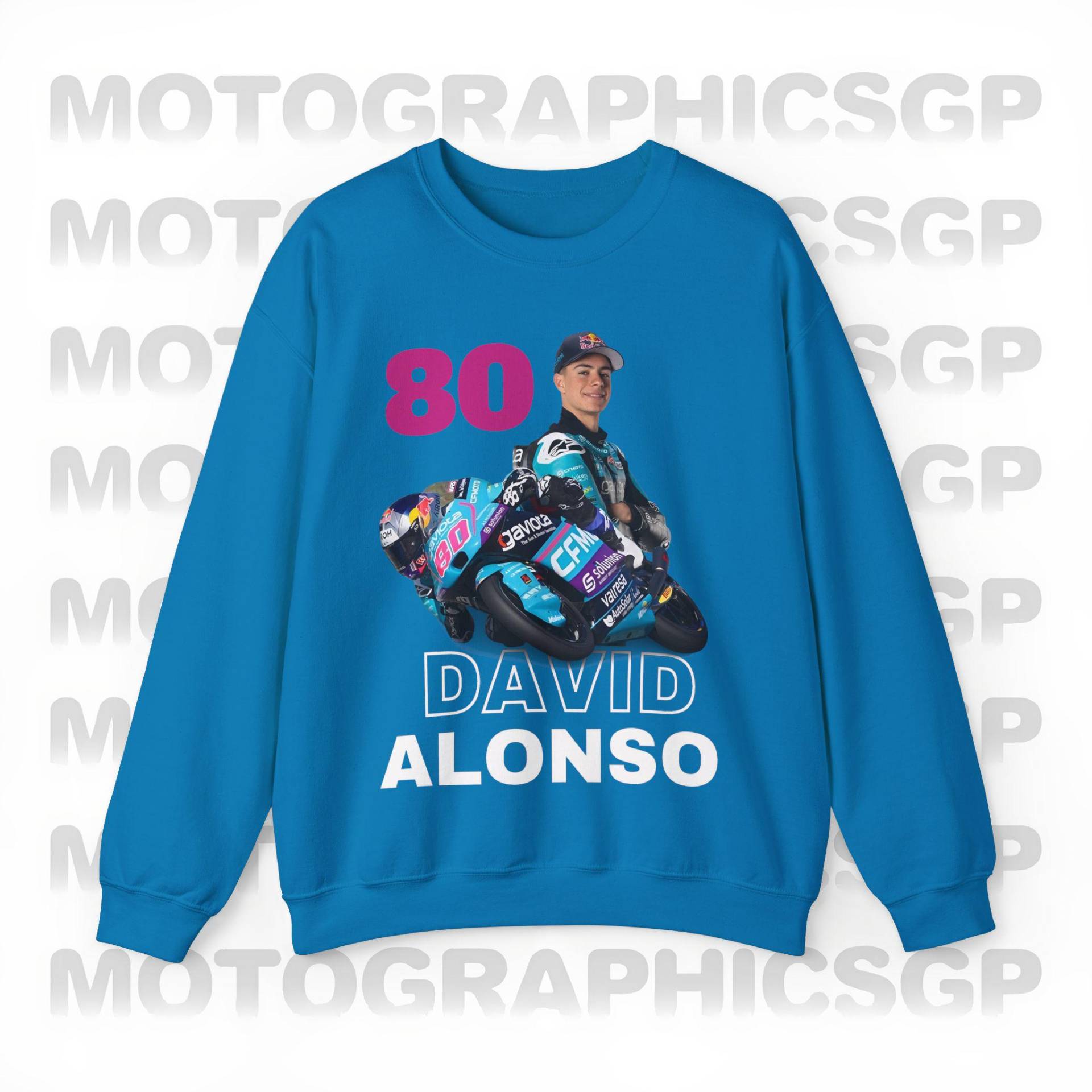 Motogp David Alonso 80 Sweatshirt, Champion Road Racing Motorrad Hoodie, Fan Bekleidung Moto3 Merch, Sportbekleidung von motographicsgp