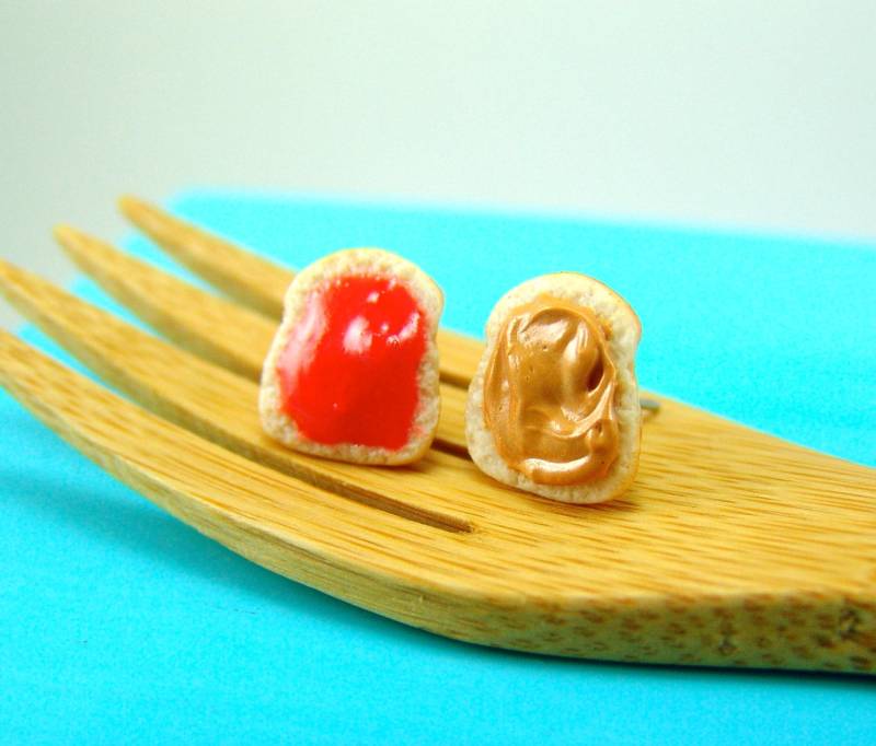 Sandwich Ohrringe // Essen Schmuck Made To Order Pb Und J Post Oder Clip-On von mousemarket