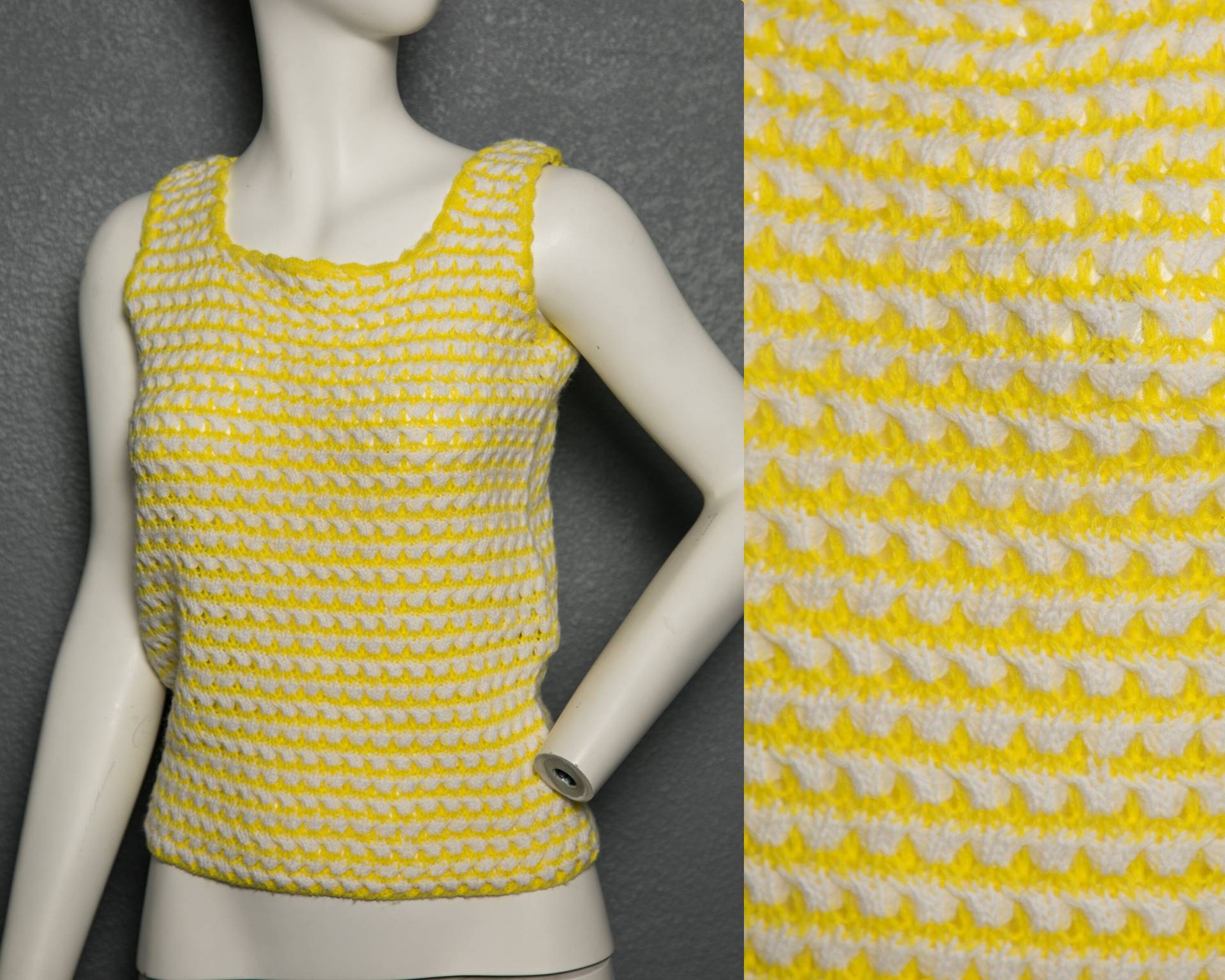 Fun 1970Er Gelb Weiß Strickpullover Tank Top Pullover Homemade - Medium Fun 1970Er Gelb Weiß Strickpullover Tank Top Pullover Homemade - Medium von movementmattersco