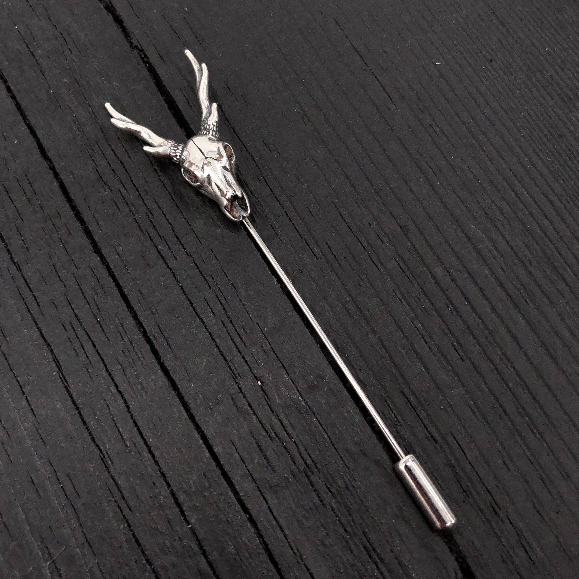 Sterling Silber Deer Skull Stick-Pin Cravat Stag Head von mrd74