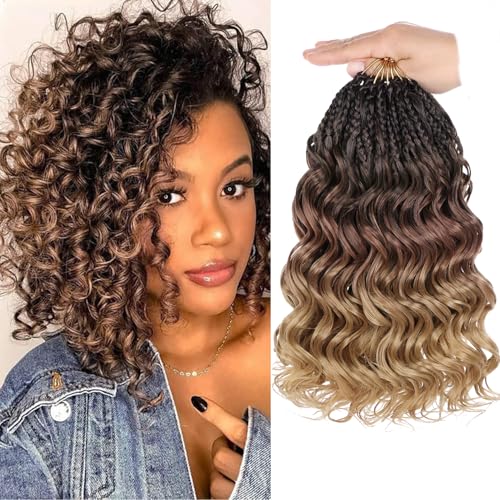 Mscat 10 Zoll Pre Looped Ocean Wave Crochet Hair 8 Packs Boho Ocean Braids Pre Twisted Synthetic Deep Wavy Crochet Hair for Women 1B3027# von mscat