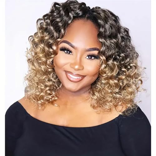 Mscat 10 Zoll Pre Looped Ocean Wave Crochet Hair 8 Packs Ombre Boho Ocean Braids Pre Twisted Synthetic Deep Wavy Crochet Hair for Women T27# von mscat