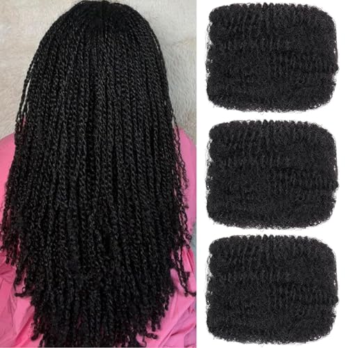 Mscat 20 Inch 3 Bundles Afro Kinky Curly Braiding Bulk Women Hair For Spring Twist Hair Natural Black Afro Kinkys Bulk Hair Synthetic For Dreadlocks Extensions Repair Locs Springy Twists 50g/pack(1B#) von mscat