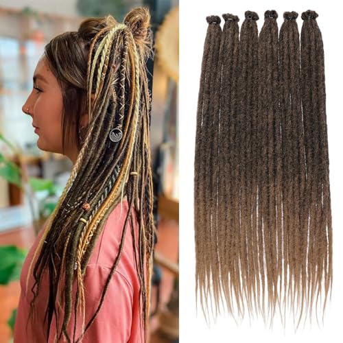 Mscat 24 Inch Ombre Honey Blonde Dreadlock Extensions 40 Strands SE Crochet Dreadls Extensions of Synthetic Hair 0.6cm Width Hip Hop Style Dreadlock for Girls von mscat