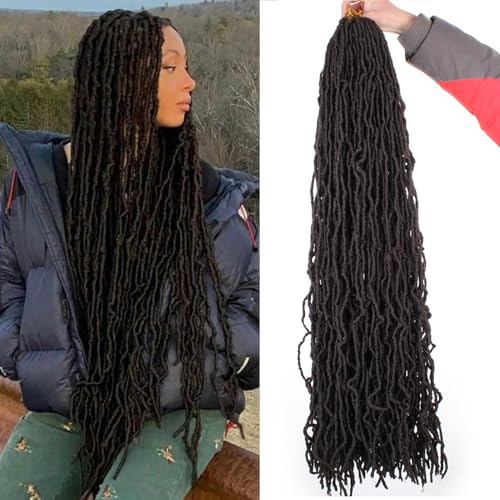 Mscat 7 Packs 36 Inch Nu Faux Locs Crochet Hair Pre Looped Soft Locs Braiding Hair Goddess Faux Locs Curly Wavy Hair Extensions for Women 14strands/pack 4# von mscat