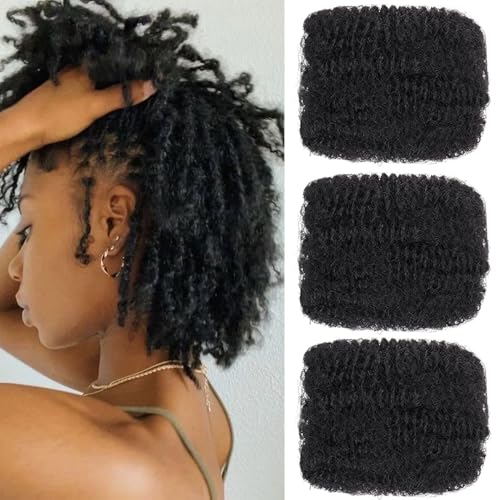 Mscat 8 Inch 3 Bundles Afro Kinky Curly Braiding Bulk Women Hair For Spring Twist Hair Natural Black Afro Kinkys Bulk Hair Synthetic For Dreadlocks Extensions Repair Locs Springy Twists 30g/pack(1B#) von mscat
