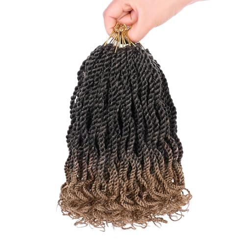 Mscat 8 Inch Wavy Senegalese Twist Crochet Hair 8 Packs Pre-Looped Passion Twist Crochet Hair With Curly Ends Synthetic Ombre Havana Twist Braiding Hair Extension for Women Kids T27# von mscat