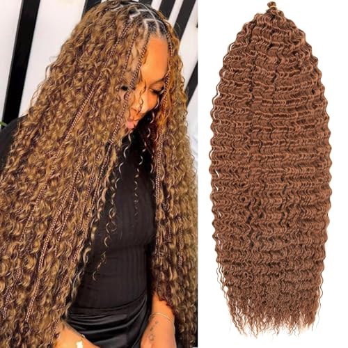 Mscat Ocean Wave Crochet Hair 30 Inch 7 Packs Dark Brown Deep Wave Curly Braiding Hair Extensions Synthetic Curly Crochet Hair For Black Women 27# von mscat