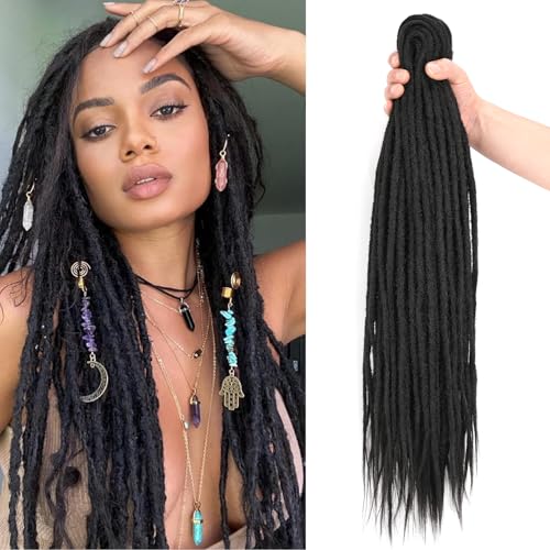 Mscat Synthetic Double Ended Dreadlock Extensions 24 Inch Natural Black 0.6 cm Width Hippie Wool Dreads 10 Strands Handmade Soft Loc Extensions for Women Men Mscat Synthetic Double Ended Dreadlock Extensions 24 Inch Natural Black 0.6 cm Width Hippie Wool Dreads 10 Strands Handmade Soft Loc Extensions for Women Men von mscat