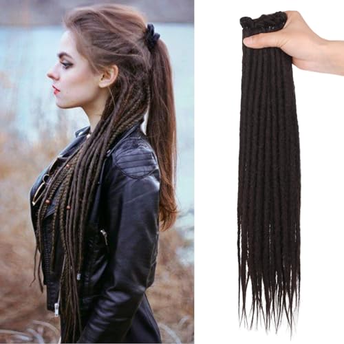 Mscat Synthetic Dreadlock Extensions 20 Strands SE Hippie Dreads Chocolate Brown Handmade 0.6 cm Width Loc Extensions Reggae Style Crochet Braiding Hair for Women von mscat