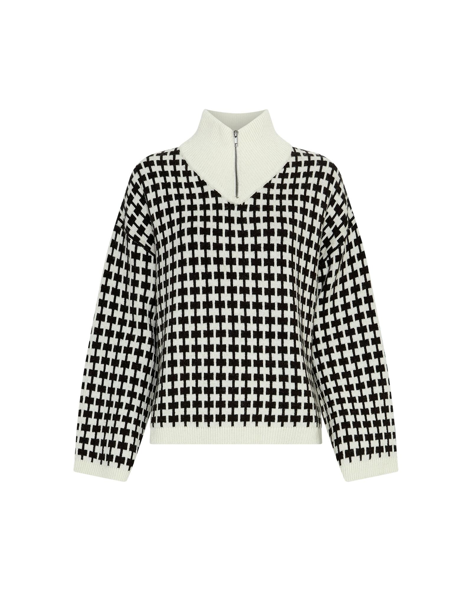 msch copenhagen - MSCHAmaria Zip Pullover egret black von msch copenhagen