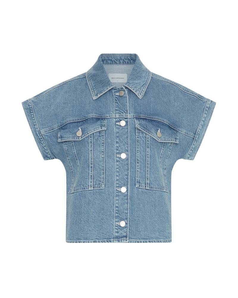 msch copenhagen - MSCHElida Ada SS Denim Shirt light blue wash - Gr. - M von msch copenhagen